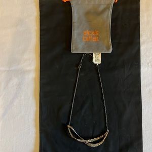 Alexis Bittar Gunmetal wave pave crystal encrusted Bib Necklace